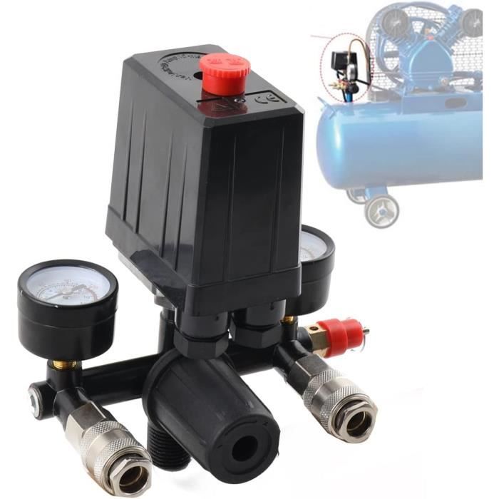 Pressostat Compresseur Air 6-8 Bar - Commande Automatique - Filetage 1/4"-19 BSPT - Compatible 12V-48V DC Et 110V-220V AC