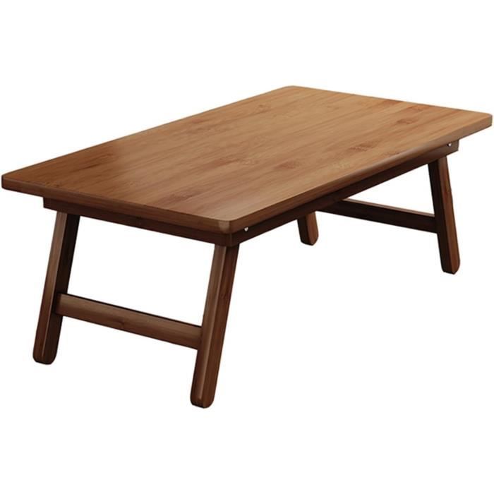 Table Basse Japonaise Rectangulaire En Bambou - 60x40x32 Cm, Multifonction Pour Canapé, Lit, Salon (blanc)