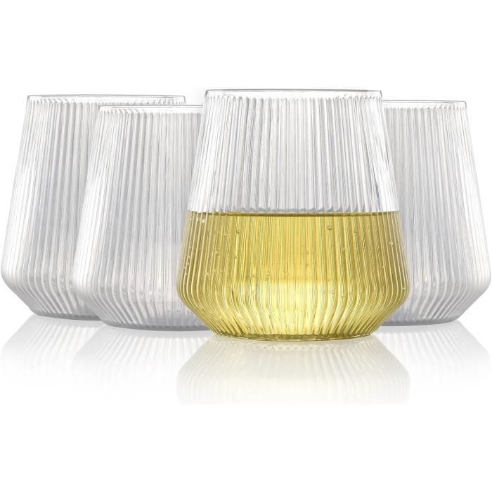 Verres ? Vin ? Pied Incassables Drinique  Lot De 4  Verres ? Vin En Tritan Incassables Et Rutilisables De 12 Oz Pour Vin Rouge Ou Blanc Bleu~p102456281