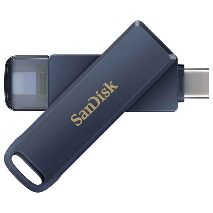 Clé USB - SANDISK - 256 Go - Lightning & USB Type-C - Sauvegarde Automatique - Bleu Métallique
