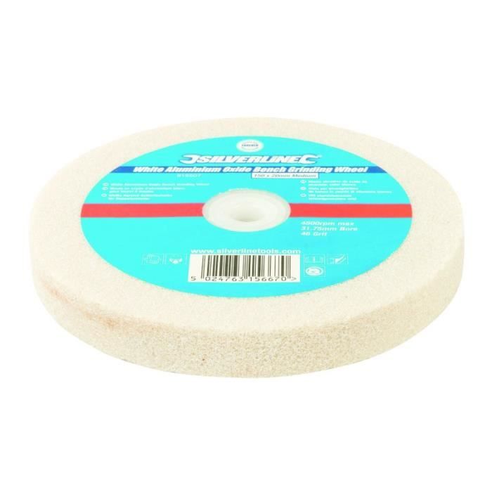 MEULE BLANC POUR TOURET A MEULER 150 MM ALESAGE 20 MM GRAIN MOYEN AFFUTAGE ACIER