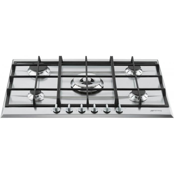 Plaque de cuisson au gaz Smeg P272XGH - 70 cm - inox - 5 foyers - Allumage électronique