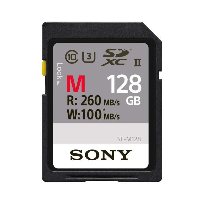 Sony SFG1M Carte mémoire SD UHS-II SDXC 128Go (Vitesse de lecture jusqu'à 260Mo/s et vitesse de l'écriture 100Mo/s)