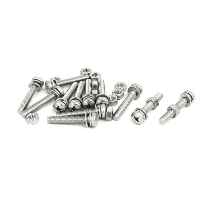 Sourcing map Lot de 100 vis cruciformes cruciformes en acier inoxydable 304 
