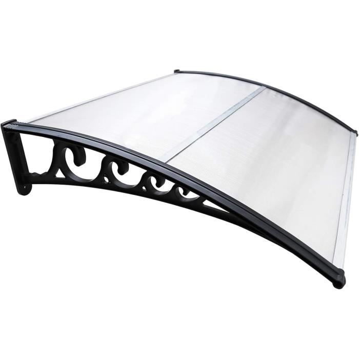 Auvent De Porte 120x100cm En Polycarbonate - Protection Pluie, UV, Neige - Support ABS Robuste - Marquise D'entrée