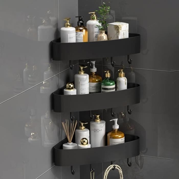 Panier De Douche D'Angle Avec 4 Crochets, Organiseur De Douche Sans