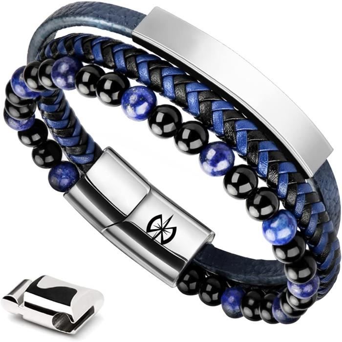 Bracelet Pour Enfant EKLAT En Cuir Véritable Et Acier Inoxydable Tissé, Avec Breloque Cœur