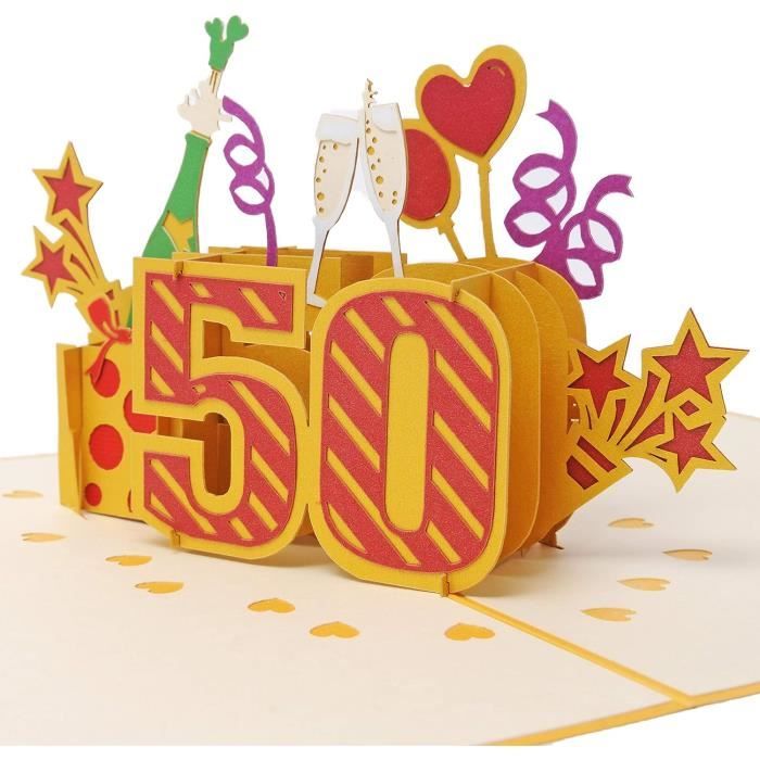 Carte D'Anniversaire 50 Ans Doré 13 X 18 Cm[u11311] Cdiscount Beaux