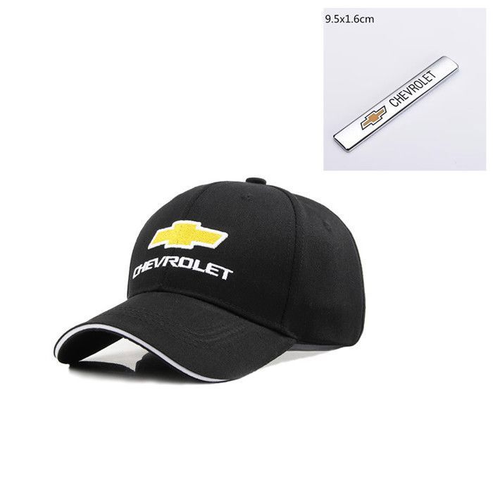 Autocollant de voiture pour Chevrolet 9.5x1.6cm Argent Avec 1 Casquette de Baseball Chapeau brodé Chevrolet Noir