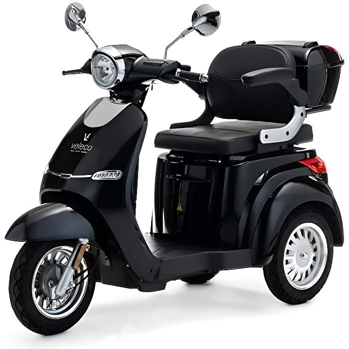 VELECO 1000W Scooter électrique à 3 roues Cristal 3 couleurs (Noir)