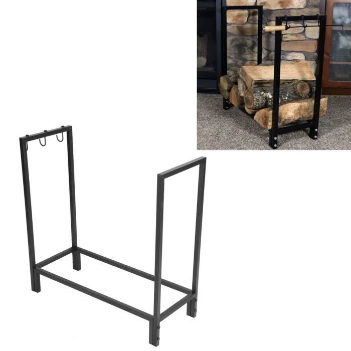 ABI Range Bûches en fer Porte Bûches 76x31x75.5cm Noir pour Cheminée ...