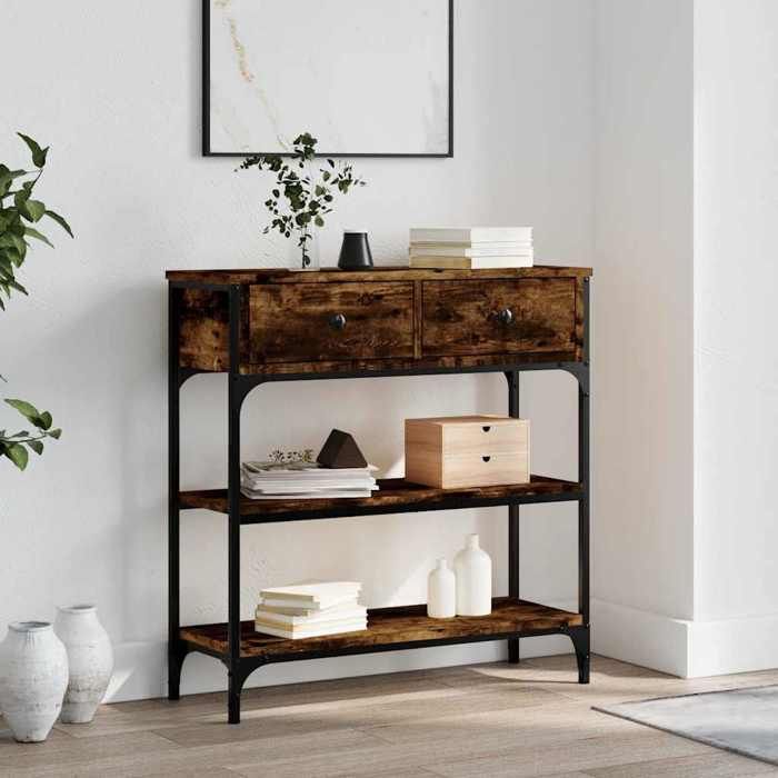 vidaXL Table console chêne fumé 725x25x75 cm bois dingénierie 834187
