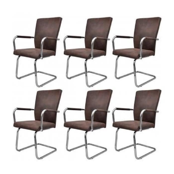 VidaXL Chaises de salle à manger 6 pcs Marron Similicuir - Achat