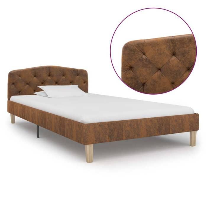 vidaXL Cadre de lit sans matelas marron similicuir daim 90x200 cm 284936