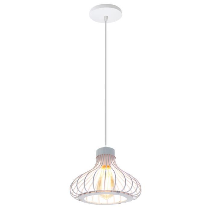 UNI Lustre Suspension Industrielle E27 Ø23cm Luminaire Style Vintage Eclairage Blanc