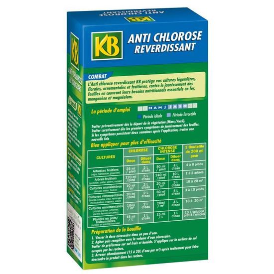 ANTI CHLOROSE REVERDISSANT KB JARDIN CONTRE JAUNISSEMENT DES FEUILLES
