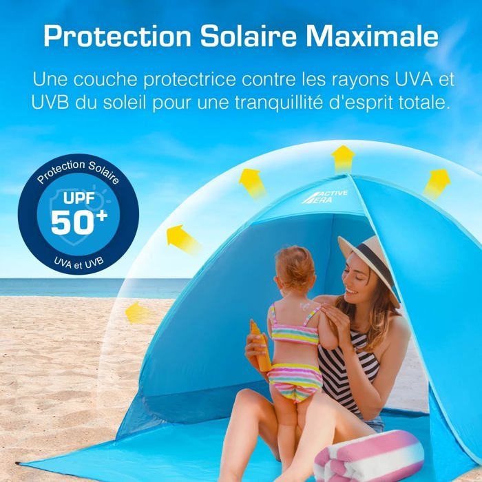 Tente de plage,protection solaire UPF 50 +-Légère-Abri automatique