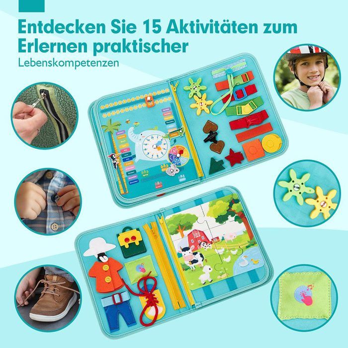 Livre D'éveil Montessori 1-3 Ans – Quiet Book Avec Scratchs – Motricité Fine – Cadeau Fille Garçon – Enlighten Busy Book