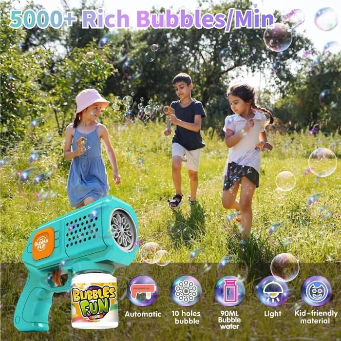 Lanceur de bulles bulles de savon 10 balles pistolet à bulles automatique grands jouets coréens pour enfants
