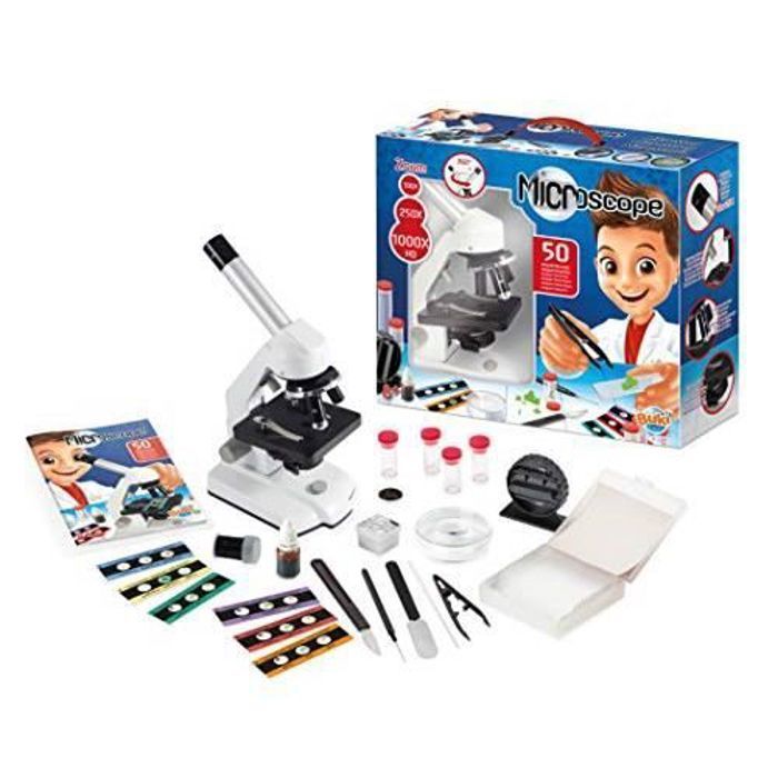 Clementoni Microscope & 50 Expériences – Grossissement 1200x, LED, 8 Ans+, Kit Complet Lames, éprouvettes, Pipettes