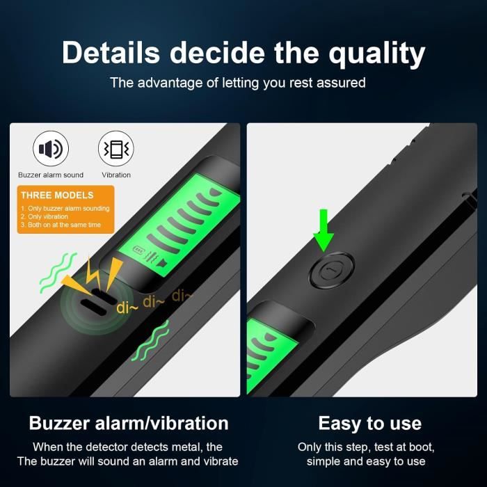 Détecteur De Métaux Pinpointer LASELION MD01 - Étanche IP68 - Alarme Vibreur/LED - Pour Plage Et Trésors