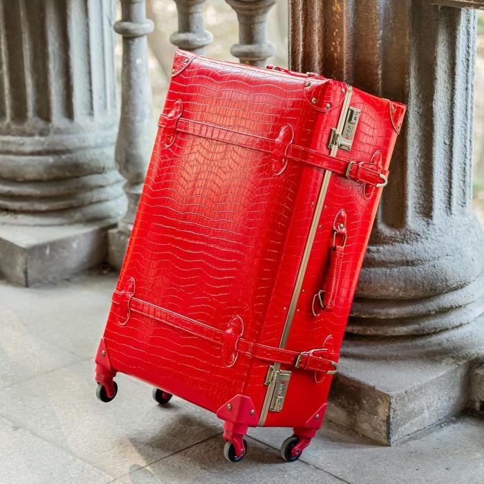 Coffre Voyage Décoration Maison Valise Vintage Rétro Carte Géographique – Coffre Bois Décoratif Portable Style Nostalgique