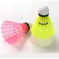 6 pcs volants de badminton sport volants en plastique stable durable formation sportive balles de badminton (blanc)-2