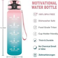 Vikaster Bouteille D'eau, Gourde Sport 1 Litre, Sans BPA, Étanche & Réutilisable, Water Bottle Ouvrir En Un Clic Convient Pour La Gym Le Yoga Le Camping Gourde Randonnee 268761eb 0691 476b B67a 373dc6c4ef44