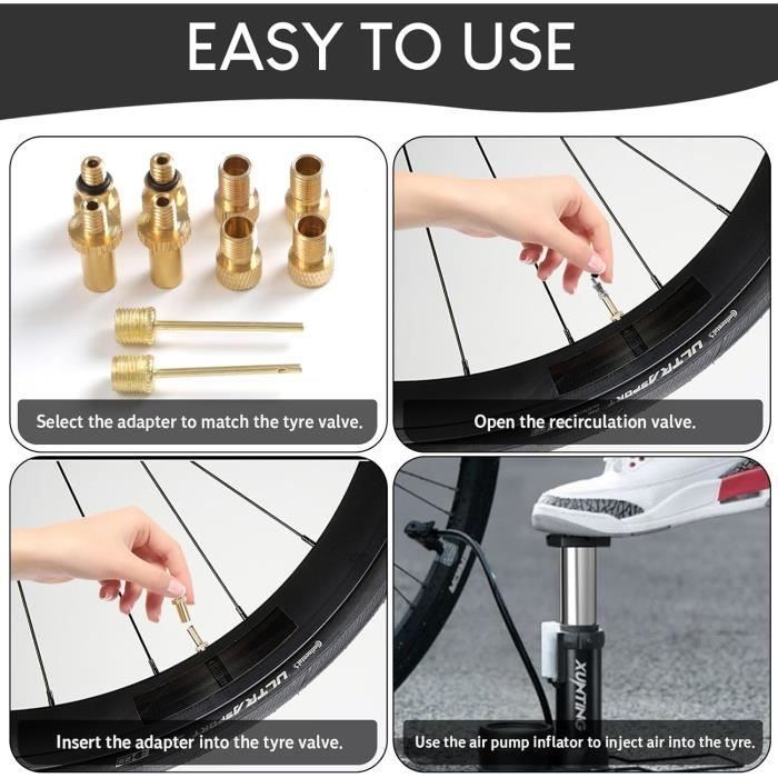 Kit Embouts Pompe Vélo 42 Pièces - Adaptateurs Valve DV/AV, Boîte Rangement Multicolore