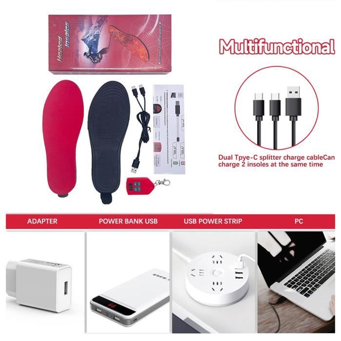 Semelles Chauffantes Rechargeables sans Fil 2100 mAh avec Télécommande USB  Rechargeables électriques Semelles Pieds ROUGE - Cdiscount Chaussures