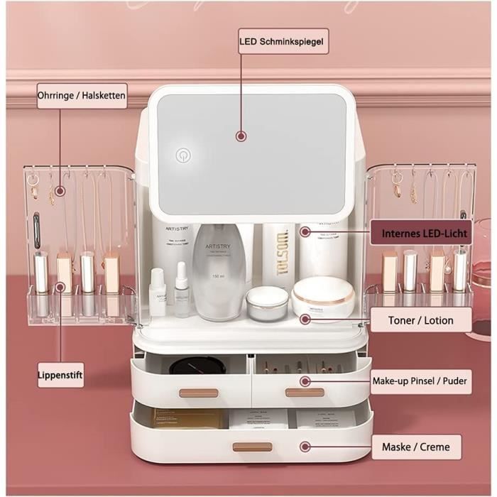 Boîte de rangement pour organisateur de maquillage, petit organisateur de  commode cosmétique pour les soins de la peau, les crèmes, le rouge à  lèvres, les toners et les lotions 