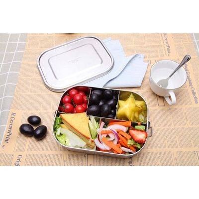 Boîte à Bento En Acier Inoxydable 304 étanche Avec 4 Compartiments - Grande Capacité De 1,2 L - Pour Enfants Et Adultes - Bleu