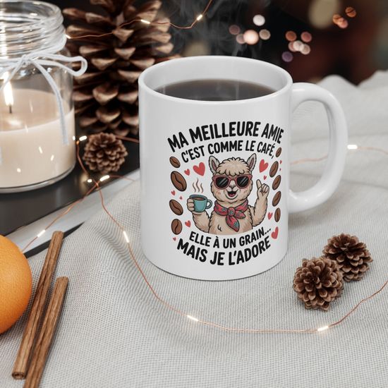 Mug Drôle 10oz 'Mes Bagages' Avec Lama Ensoleillé - Cadeau Humour, Blanc En Céramique