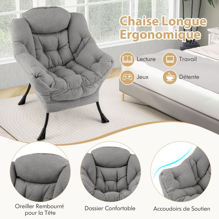 GIANTEX Fauteuil Relax Inclinable/Convertible,Dossier Réglable à 5