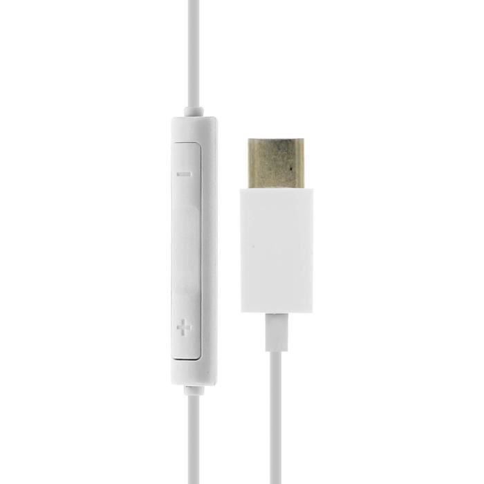 Kit Piéton écouteurs filaires USB Type-C Blanc - Oreillette et Kit