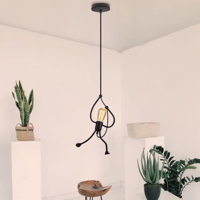 SINSEN Lustre - E27 Lampe Suspension - Humanoïde Noir - Maison