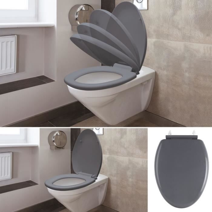 Abattant WC gris avec frein de chute intégré - Cdiscount Bricolage