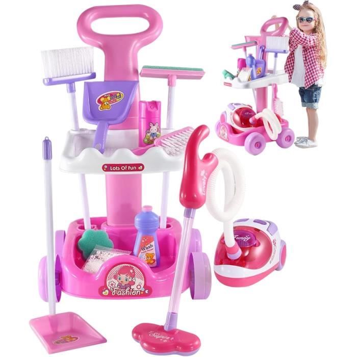 Dreamon Aspirateur Enfant Jouet – 14 Pièces Kit Ménage, Vrai Aspirateur 56 Cm, Dès 3 Ans, Bleu