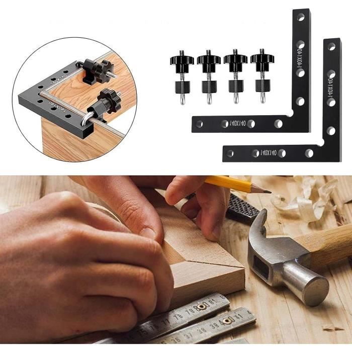 Lot De 4 Pinces Angle 90° - Acier Inoxydable, Réglables, Pour Menuiserie Et Bricolage