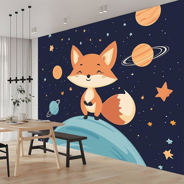 Papier Peint Panoramique 3D Dessin Animé Animaux Renard ThèMe de L ...