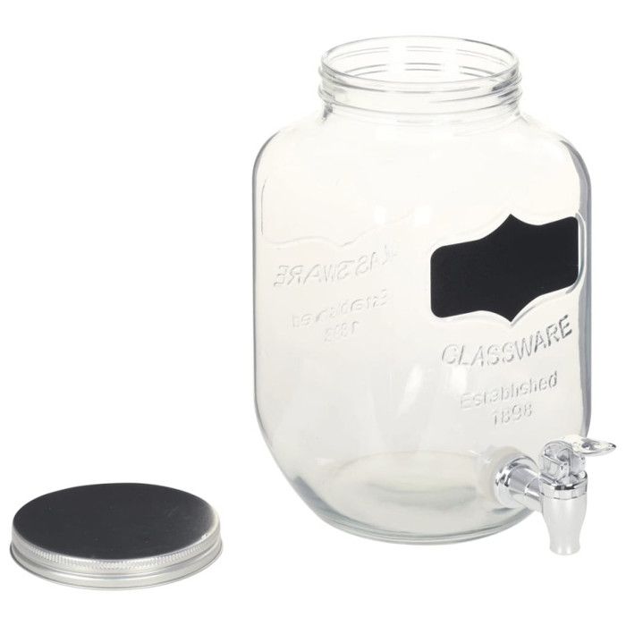 VidaXL Lot De 2 Distributeurs Boissons 4L Avec Support - Verre Transparent Vintage, Robinet & Couvercle, Idéal Cuisine Bar Soirée