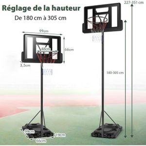 Panier de Basket sur Pied Avec Poteau Hauteur Réglable Mobile 190cm à