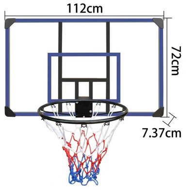 SPORTNOW Panier de Basket Mural, Panier de Basket Extérieur, Noir | Panneau Incassable, Filet Anti-Déchirure, Structure en Acier, Accessoires Montage Incluses, Intérieur Extérieur