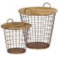 Jeu De Table Basse Scandinave Panier 2pcs Bois De Manguier Massif