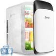 GIANTEX Mini Réfrigérateur 15L Portable Fonction ECO, Friod/Chaud 5 ℃~50 ℃, Mini Frigo pour Ménager/Automobile, 38X33X27CM, Blanc-0