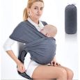 Écharpe de Portage Porte-Bébé Multifonctionnel Pour Nouveau-nés et Bébés Coton Elastique Sans Nœud Jusqu'à 15kg - Gris fonce-0