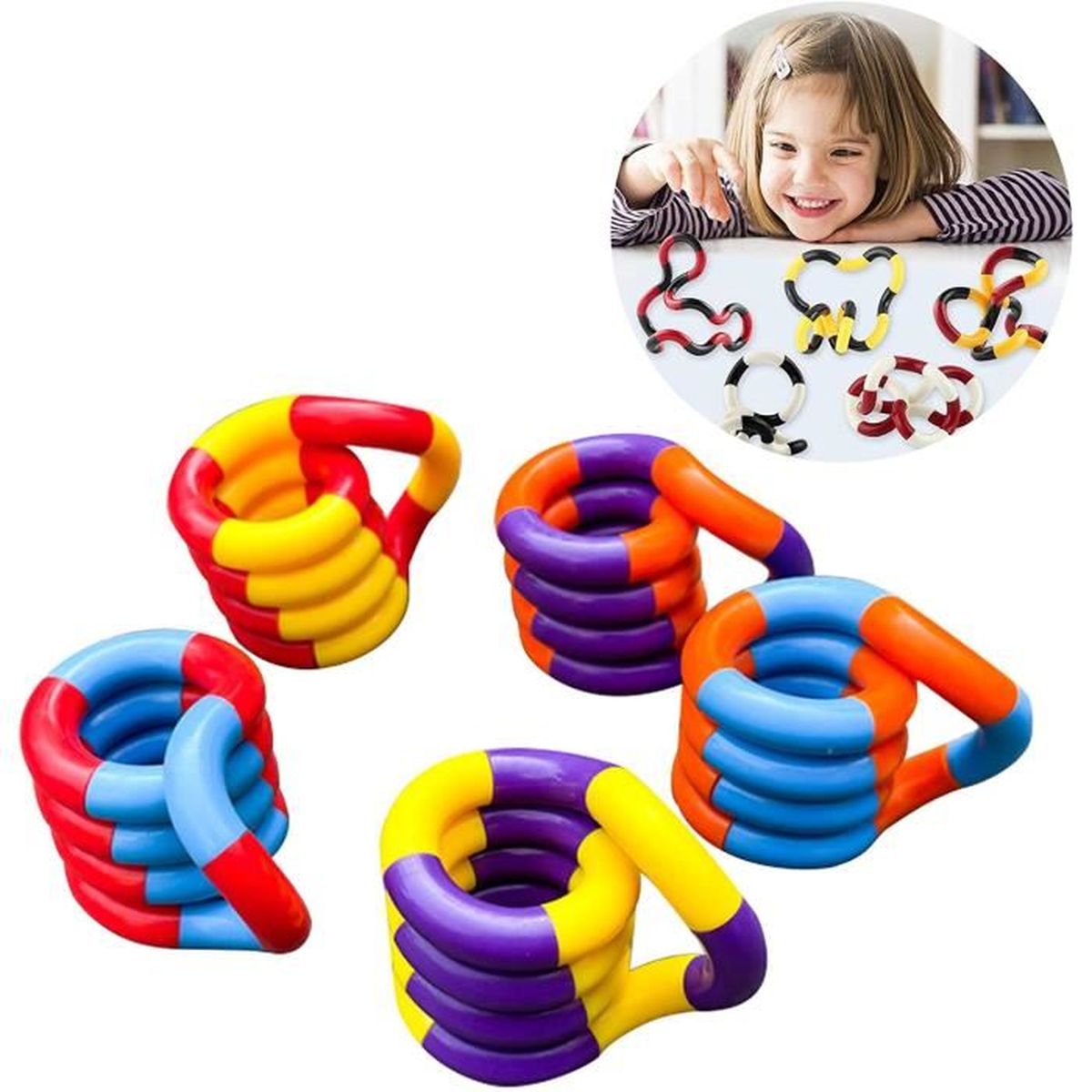 Lot De 6 Bâtons Sensoriels Anti-stress - Jouet Fidget En Silicone, Twisty Toy Pour TDAH, Autisme, Concentration, Couleurs Vives