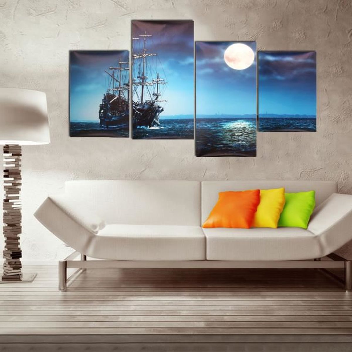 TEMPSA 4Pcs Tableau Peinture à Huile en Toile Motif de Bateau de Mer Sans  Cadre Pour Décor Maison - Achat / Vente tableau - toile - Cdiscount