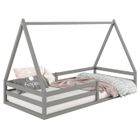 IDIMEX Lit cabane SILA 90x190 cm, lit simple enfant 1 place type Montessori, en pin massif gris