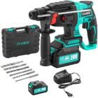 STANEW Perforateur Sans Fil, Perceuse à Percussion con SDS-Plus Mandrin,4500BPM, 1000RPM, énergie de frappe 2J, 2*4.0Ah Batterie